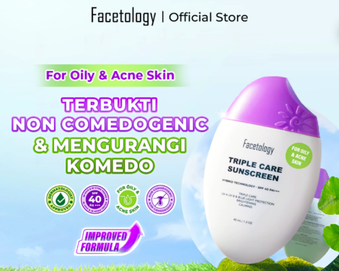 Kulit berminyak: Pilih chemical sunscreen bertekstur gel atau losion yang mengandung oil control