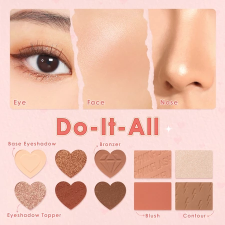Untuk menghasilkan tampilan bold, gunakan eyeshadow Pinkflash warna cokelat gelap atau hitam