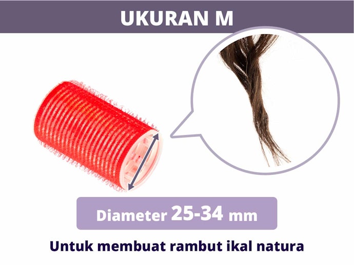 Ukuran M hingga L (25–34 mm): Rambut terlihat ikal natural