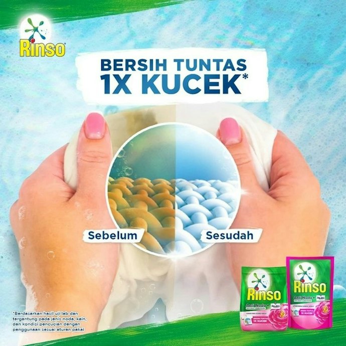 Rinso Anti Noda plus Molto Liquid, membersihkan hingga serat kain terdalam