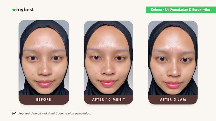 Reviewer 2: Hasil foto uji coba sunscreen setelah aplikasi dan 3 jam beraktivitas