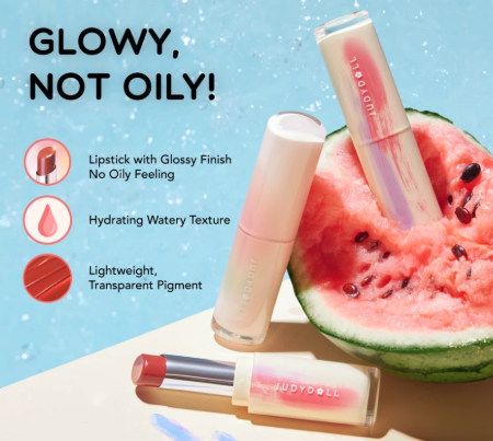 Glossy finish, membuat bibir tampak lebih bercahaya dan menonjol sehingga ideal untuk tampilan glamor