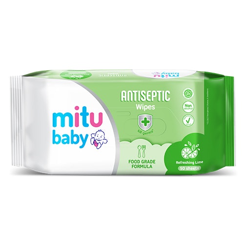 Perlindungan Kuman, tisu basah antiseptik untuk mensterilkan peralatan anak