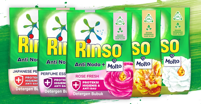 Rinso Anti Noda plus Molto Bubuk, antiresidu agar warna pakaian tetap cemerlang