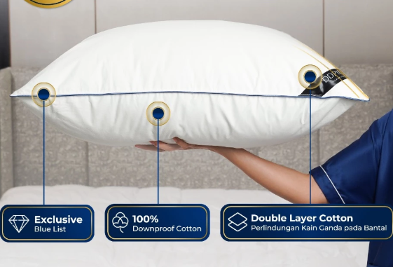 Jika memilih bulu angsa asli, pastikan sarung bantal terbuat dari bahan katun downproof
