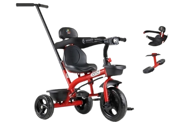 Untuk anak sekitar 1-2 tahun, pilih sepeda stroller roda 3 yang dilengkapi footrest