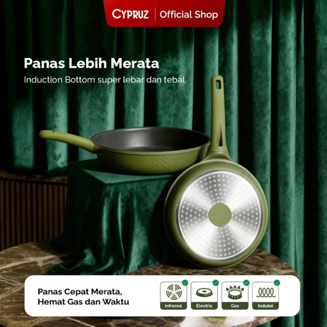 Cypruz: Kompatibel dengan jenis kompor gas, induksi, listrik, dan keramik