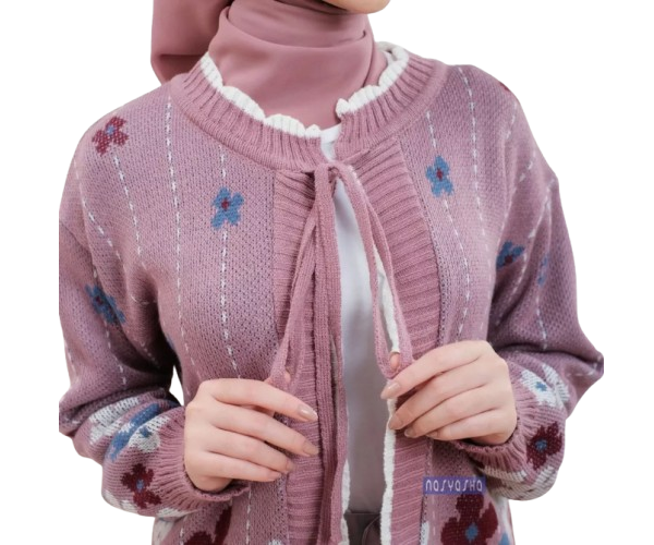 Nasyasha: Hadirkan model cardigan rajut tanpa kancing yang antiketat