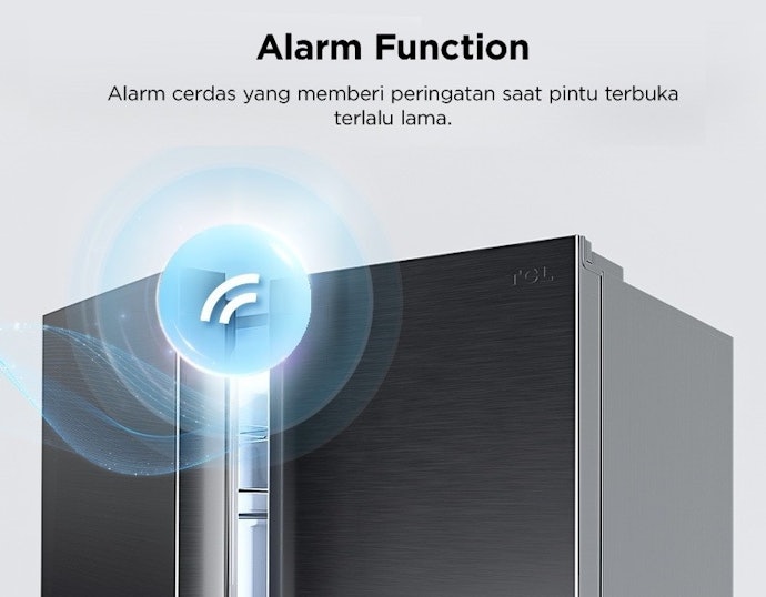Door alarm: Menginformasikan saat pintu terbuka terlalu lama untuk mencegah pendinginan sia-sia