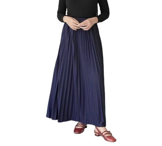Rok berwarna gelap yang mudah dipadukan dengan outfit lain