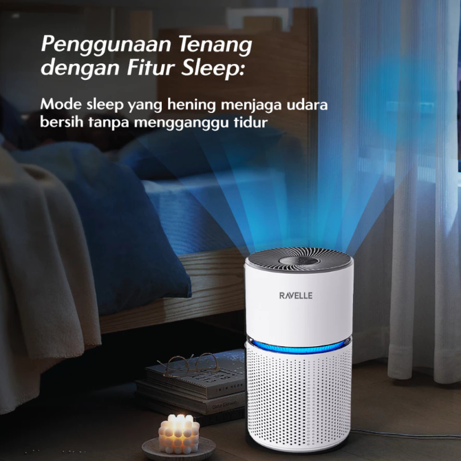 Pertimbangkan juga air purifier dengan fitur mode malam agar nyaman dipakai saat tidur