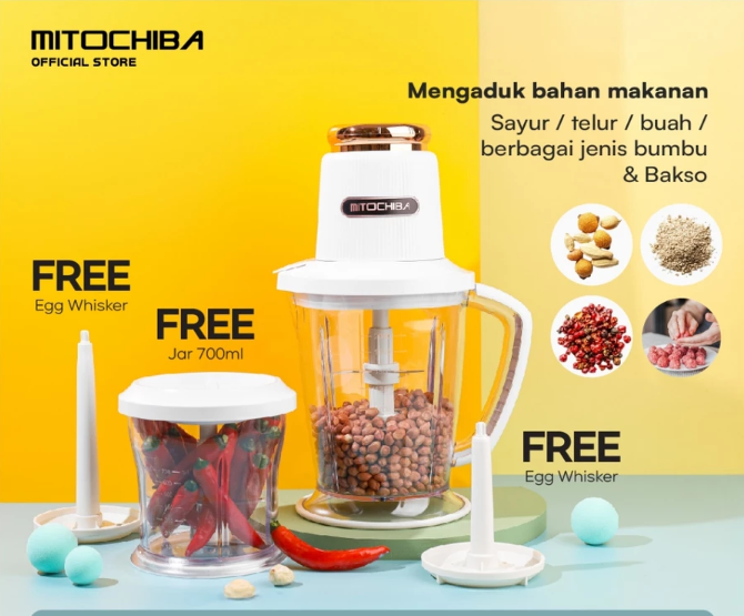 Mitochiba: Food chopper dengan dua mangkuk untuk fleksibilitas mengolah bahan makanan