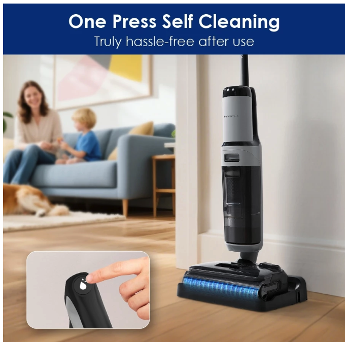 Self-cleaning: Membersihkan roller brush secara otomatis