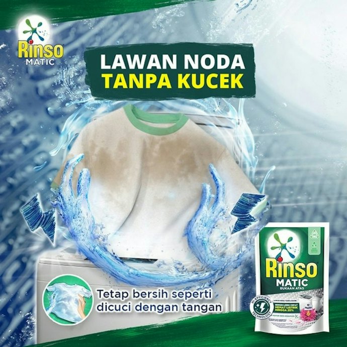Rinso Matic Top Load, diformulasikan khusus agar mesin cuci tetap awet