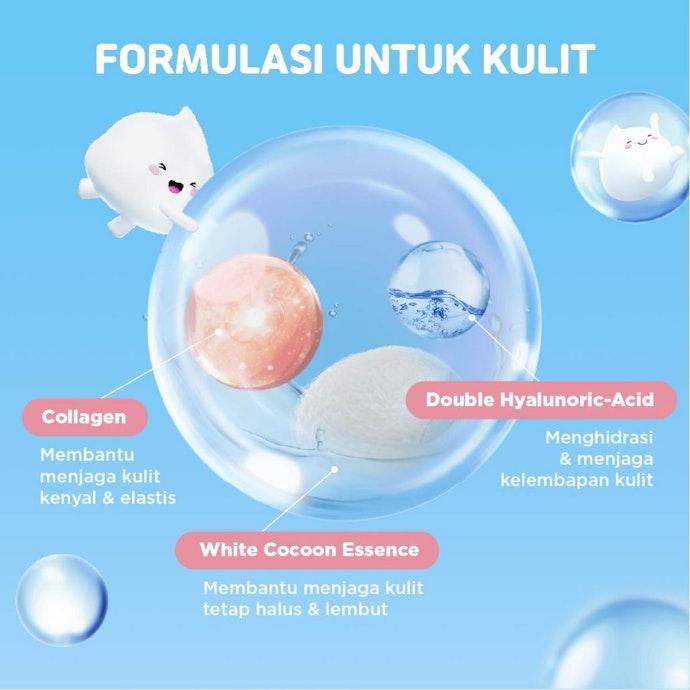 Kandungan pelembap, seperti glycerin, hyaluronic acid, dan ceramide, untuk menjaga hidrasi kulit