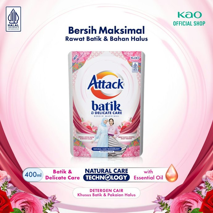Jika sering mencuci batik, sutra, atau brokat, pertimbangkan Attack Batik & Delicate Care