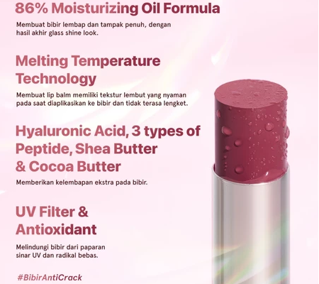 SPF/UV filter: Mencegah bibir menghitam sehingga kulit bibir tetap cerah