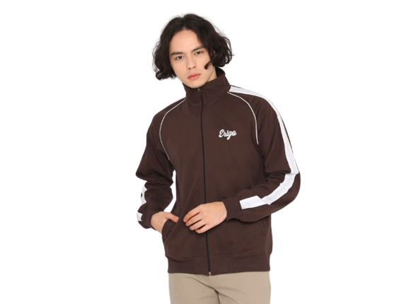Track top, memancarkan gaya sporty dengan desain kerah yang tinggi