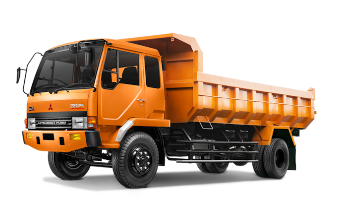 Dump truck, terdapat hidrolik sehingga dapat mengosongkan muatan secara otomatis