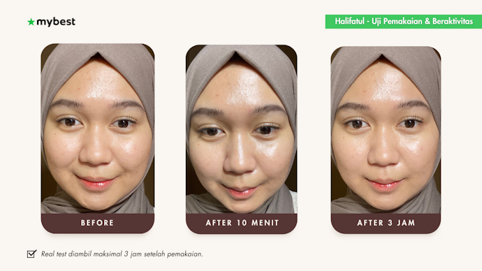 Reviewer 1: Hasil foto uji coba sunscreen setelah aplikasi dan 3 jam beraktivitas