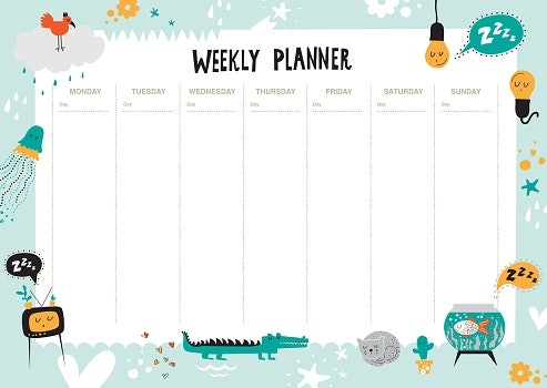 Kalender mingguan vertikal, mudah melihat urutan jadwal secara keseluruhan