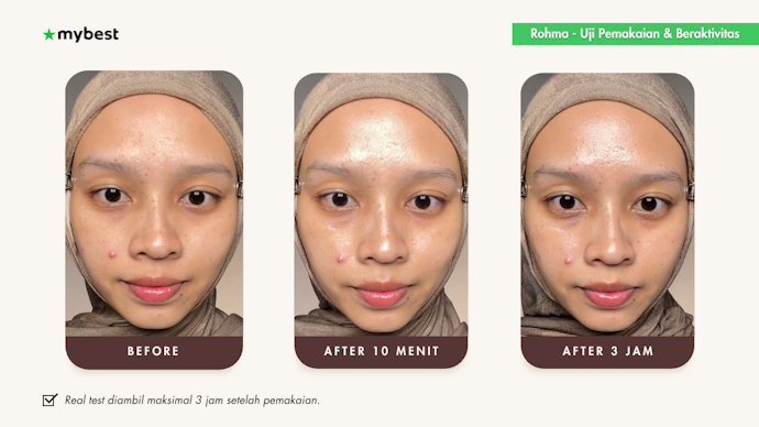 Reviewer 2: Hasil foto uji coba sunscreen setelah aplikasi dan 3 jam beraktivitas