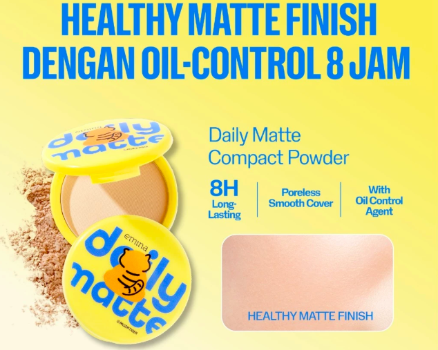 Emina Daily Matte Compact Powder: Aman untuk jerawat dan tahan lama hingga 8 jam