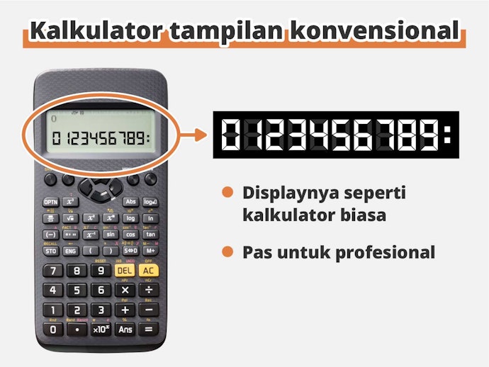 Tampilan konvensional untuk yang sudah terbiasa menggunakan kalkulator scientific