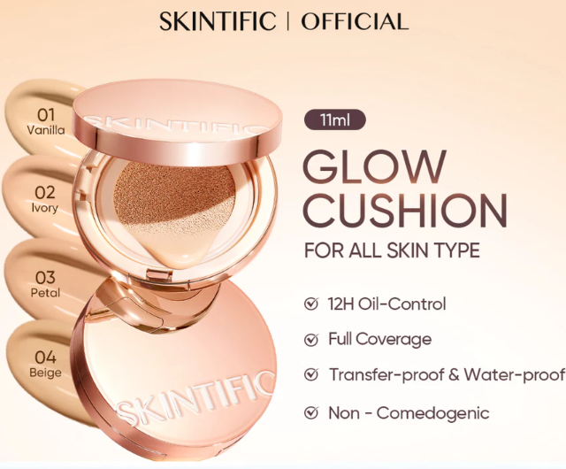 Skintific Cover All Perfect Cushion (Gold): Untuk menyamarkan kulit kusam dan warna tidak merata