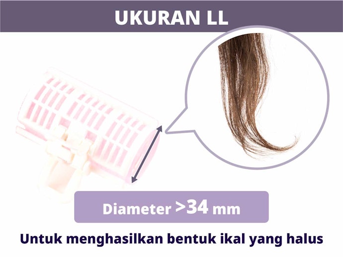 Ukuran LL (lebih dari 34 mm): Ciptakan ikal pada ujung rambut
