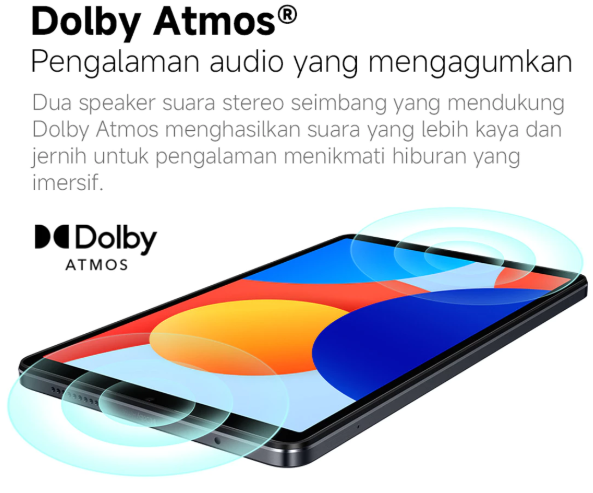 Redmi Pad SE: Audio lebih realistis berkat dukungan speaker Dolby Atmos