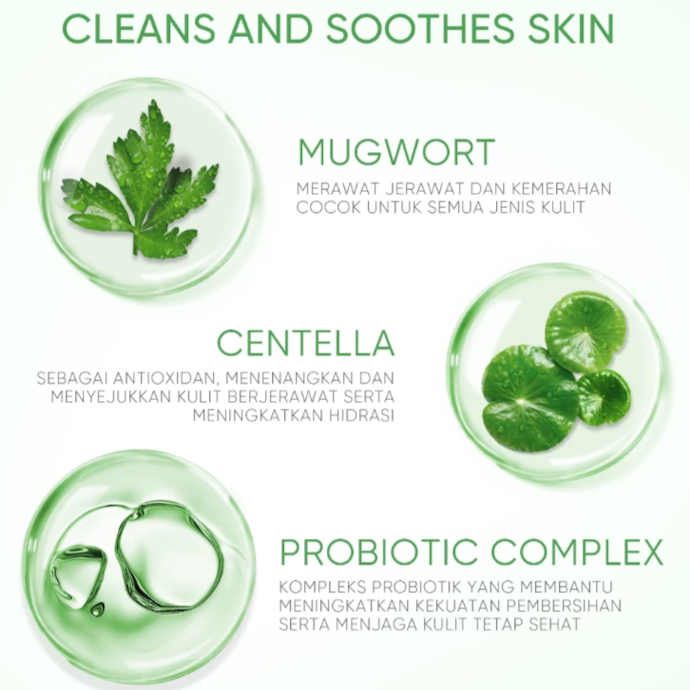 Soothing agent, seperti Centella asiatica atau allantoin: Mampu menenangkan area kulit yang mengalami iritasi