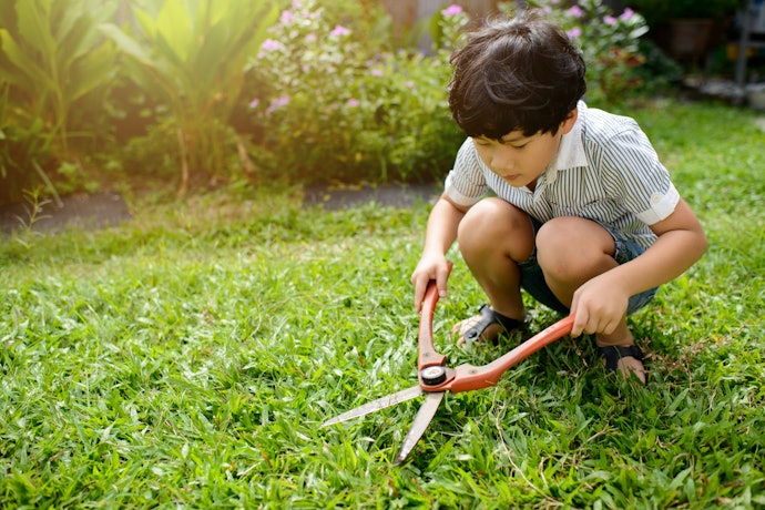 Gunting rumput, memotong rumput liar yang mengganggu