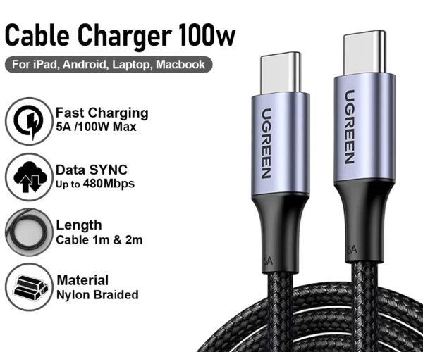 Ugreen: Menawarkan kabel charger Type-C to Type-C yang lebih kokoh dan lebih stabil mentransfer data