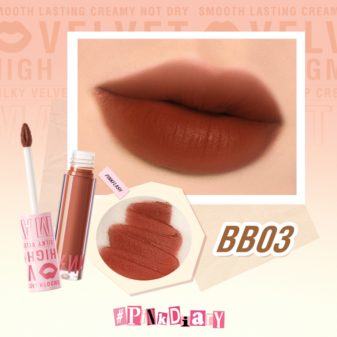 Lip cream Pinkflash dengan warna basic burgundy atau cokelat: Cocok untuk warna kulit gelap