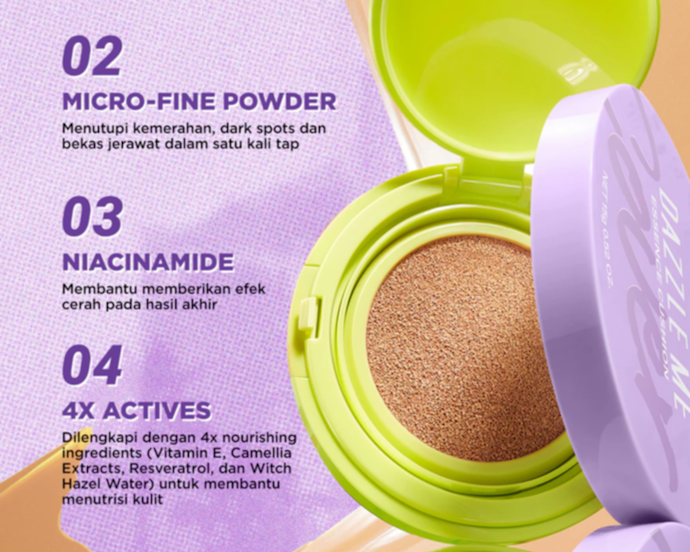 Kulit kering: Pilih cushion dengan tambahan skincare seperti gliserin atau HA