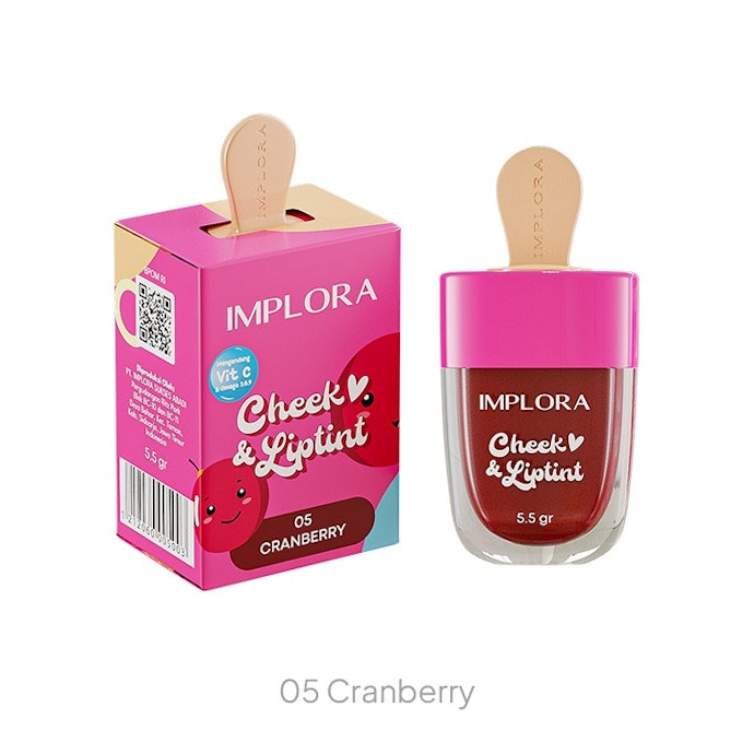 Lip tint Implora dengan warna basic merah-oranye, merah-cokelat, atau berry, sesuai untuk kulit sawo matang