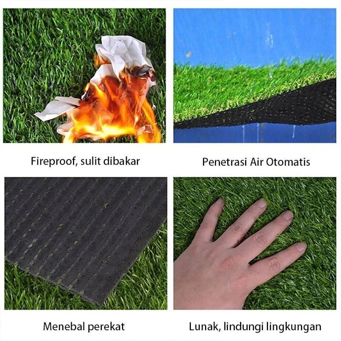 Tahan sinar UV dan api, mencegah rumput sintetis pudar dan terbakar