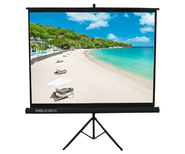 Layar tripod dan freestanding, bisa dipasang di mana saja tanpa dinding atau langit-langit