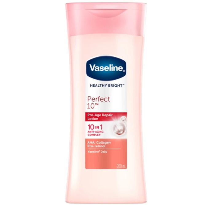 Untuk tanda-tanda penuaan: Vaseline Perfect 10, Youthful Body Serum, Age Restore