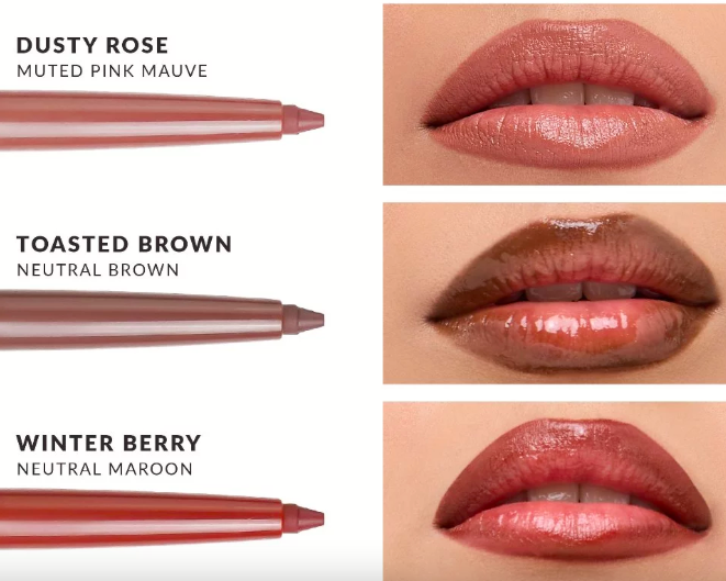 Warna cokelat atau sedikit lebih gelap dari lipstik, cocok untuk memberikan shading