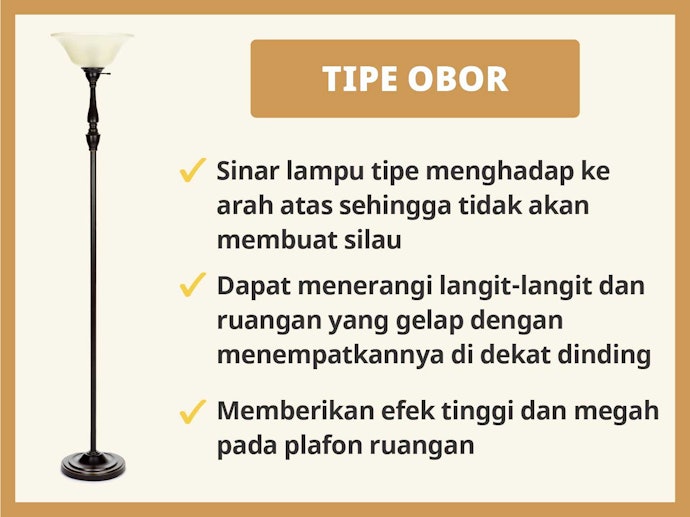 Tipe obor: Cahaya lampu menghadap ke atas