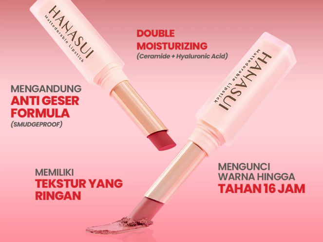 Smudgeproof: Warna lipstik tetap terjaga saat bibir terkena gesekan atau sentuhan