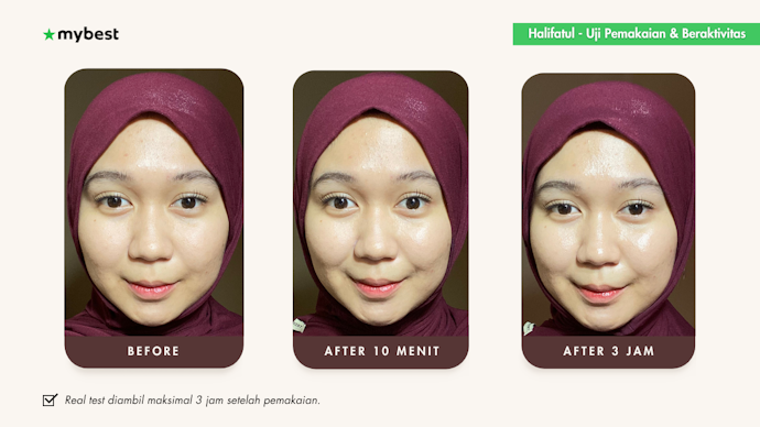 Reviewer 1: Hasil foto uji coba sunscreen setelah aplikasi dan 3 jam beraktivitas