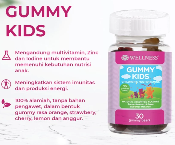 Jika anak mulai drop atau orang di lingkungan banyak yang sakit, berikan vitamin gummy yang mengandung vitamin D, C, dan zinc