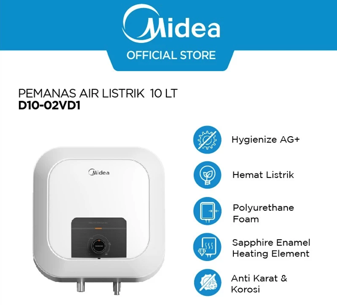 Midea: Water heater listrik 1 jutaan dengan proteksi lengkap