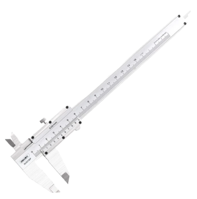 Jangka sorong analog (Vernier): Punya tingkat ketelitian hingga 0,02 mm