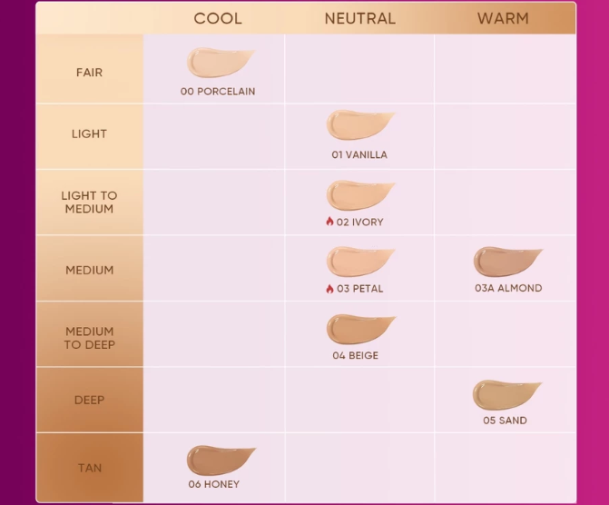 Untuk kulit putih: Porcelain atau Vanilla