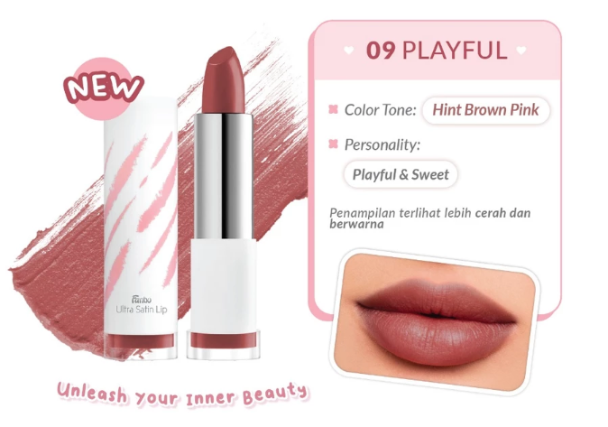 Satin finish, memberikan dimensi tambahan pada bibir sehingga pas untuk tampilan sehari-hari