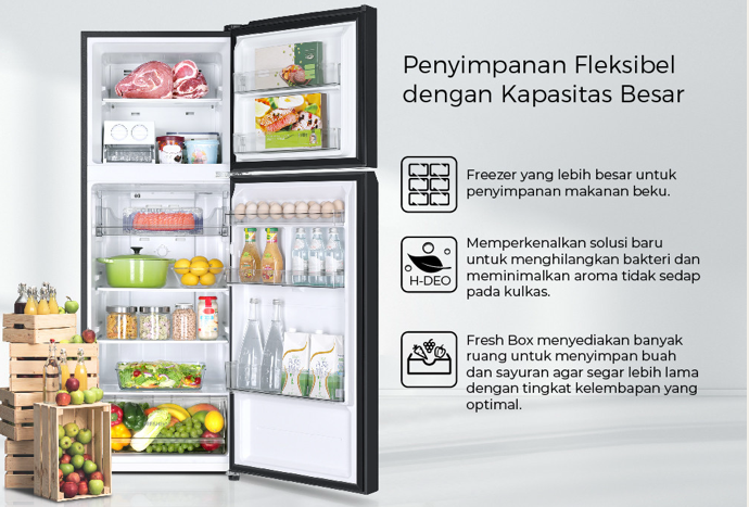 Kulkas AQUA: Dilengkapi fitur yang menjaga sayuran dan buah-buahan tetap segar